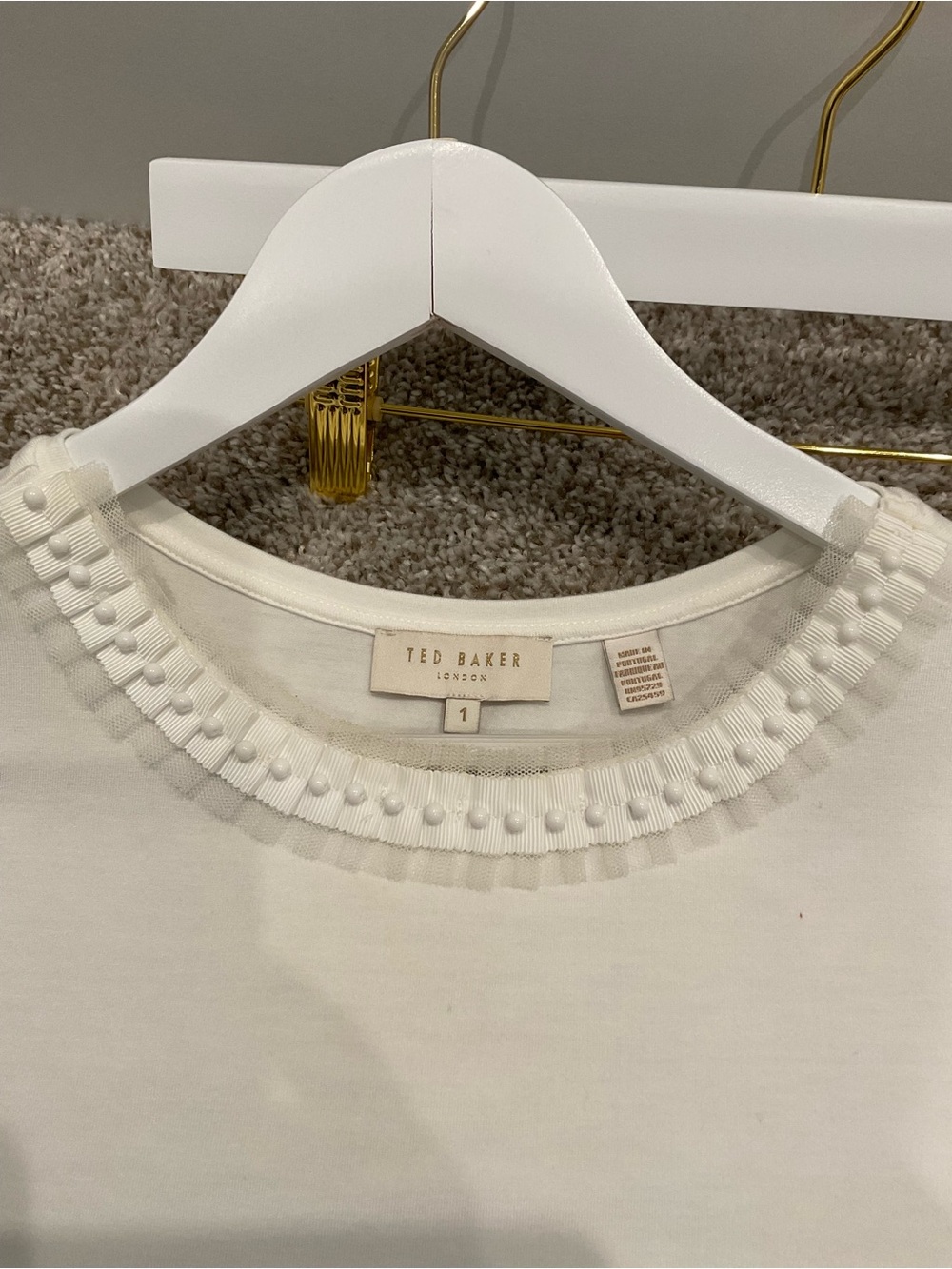 Ted Baker Cream Embellished Crewneck Tee